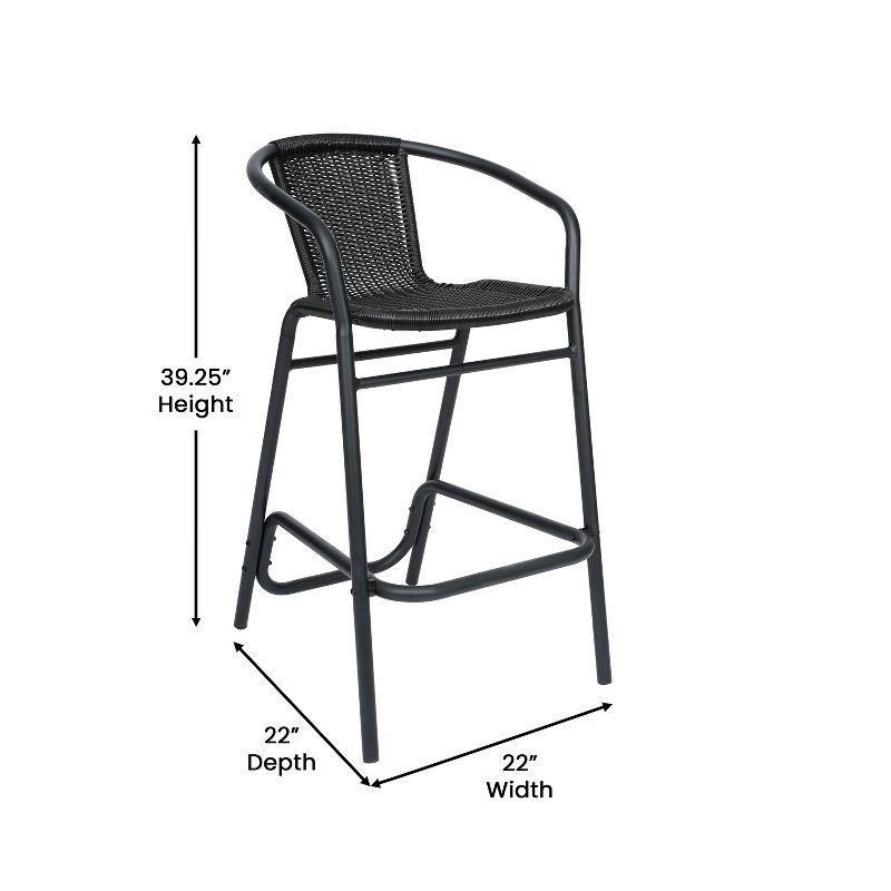 Flash Furniture Lila Commercial Indoor-Outdoor Rattan Restaurant Barstool with Aluminum Frame (Set of 2)