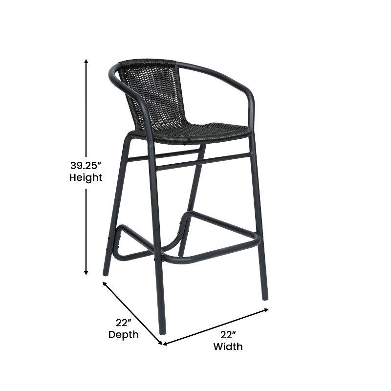 Lila Commercial Indoor-Outdoor Rattan Restaurant Barstool with Aluminum Frame