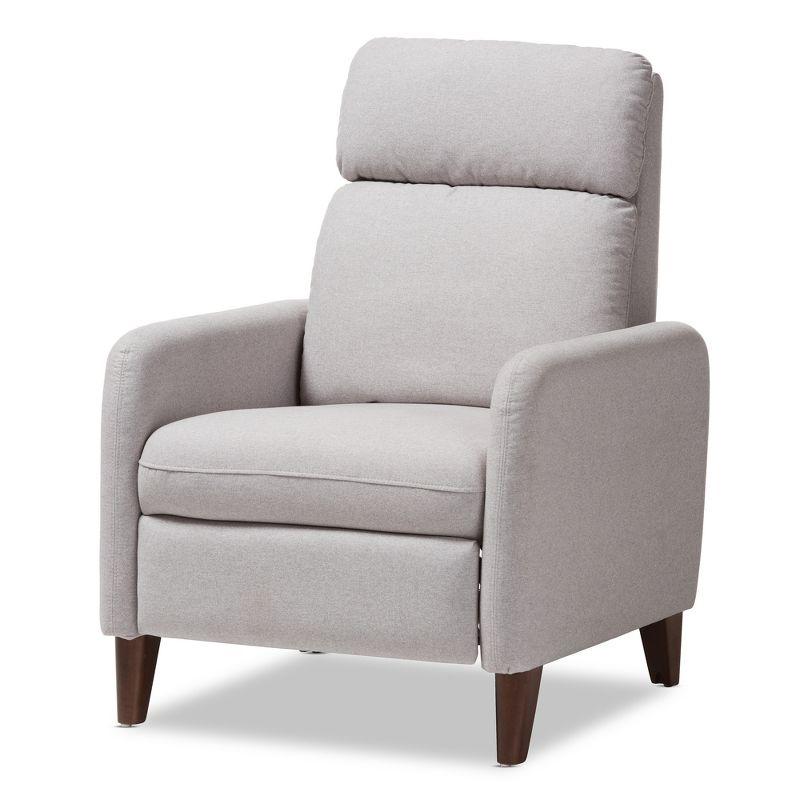 Casanova Light Gray Leather-Wood Modern Recliner Chair