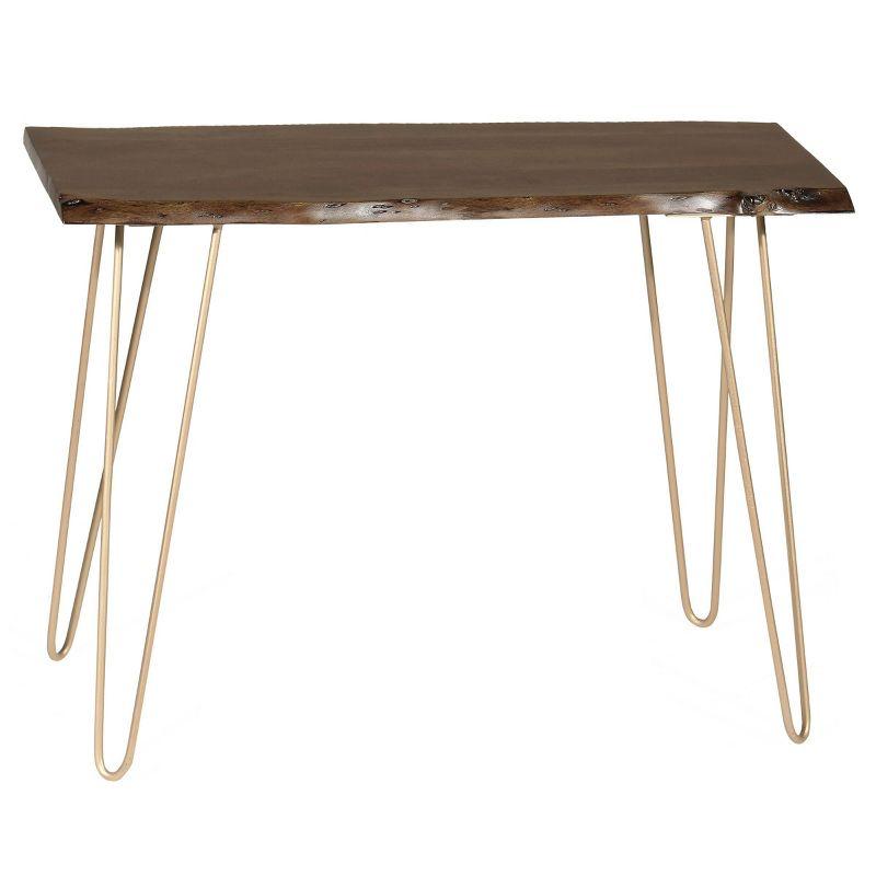 Carolina Living Carolina Living Langdon Live Edge Console Table Elm/Gold: Acacia Top, Metal Frame, Non-Toxic Finish