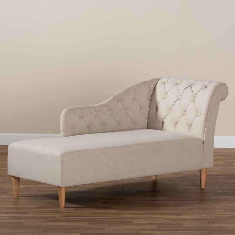 Baxton Studio Emeline Chaise Beige : Upholstered Polyester, Modern Style, Wood Frame, 400 lbs Capacity