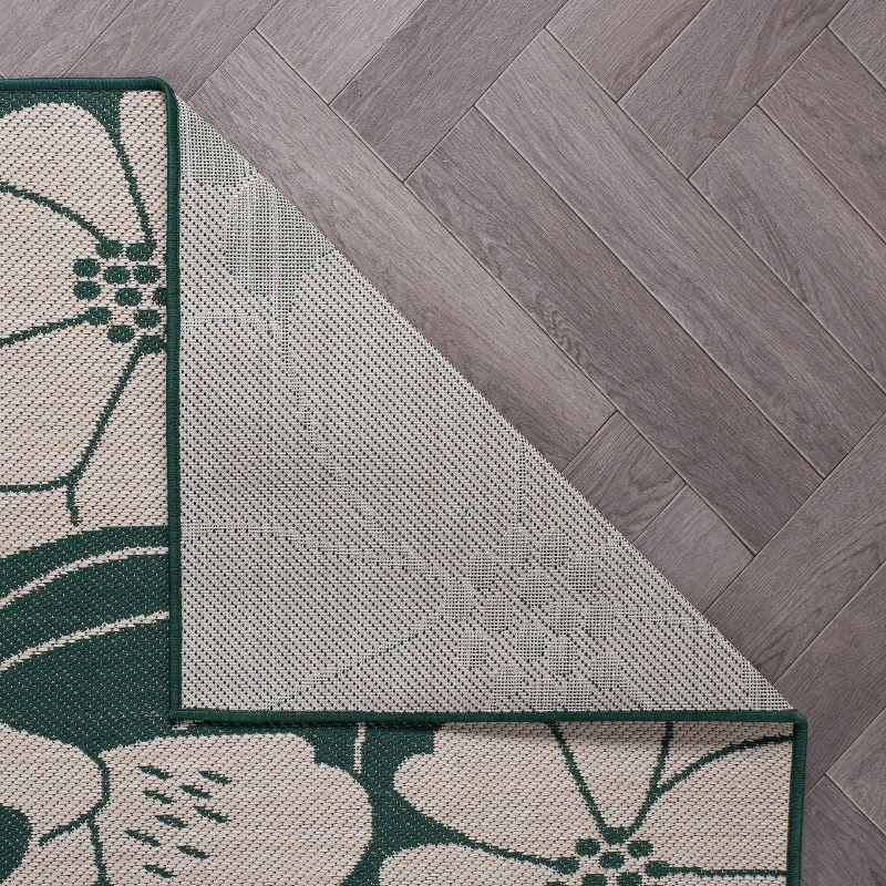 World Rug Gallery Modern Floral Flowers Textured Flat Weave Indoor/Outdoor Area Rug - GREEN 2'x3'