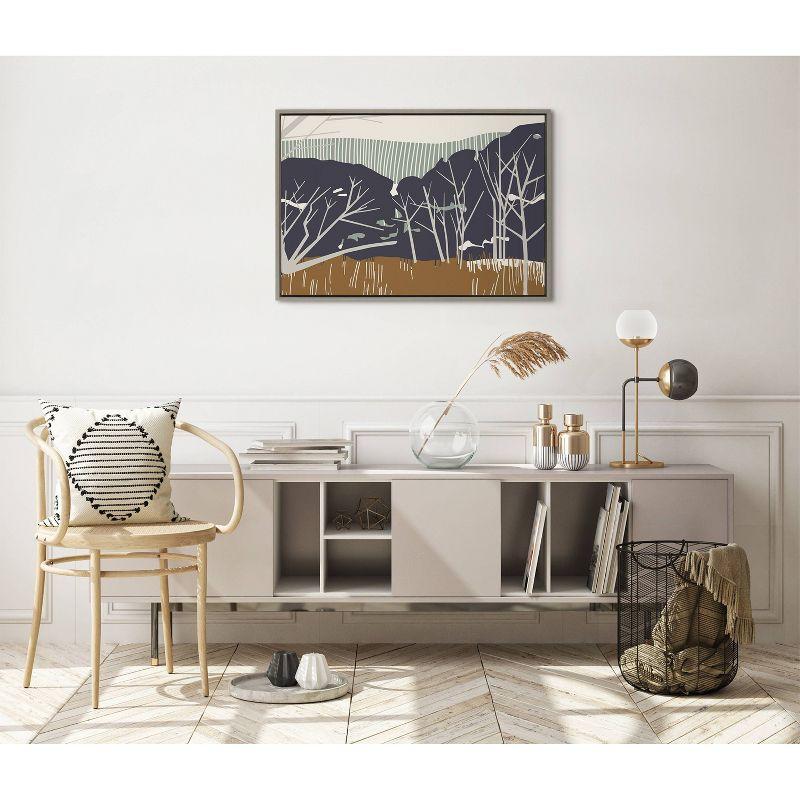 23" x 33" Sylvie Daily Walk Marsh Horizontal by Hannah Beisang Framed Wall Canvas Gray - Kate & Laurel All Things Decor