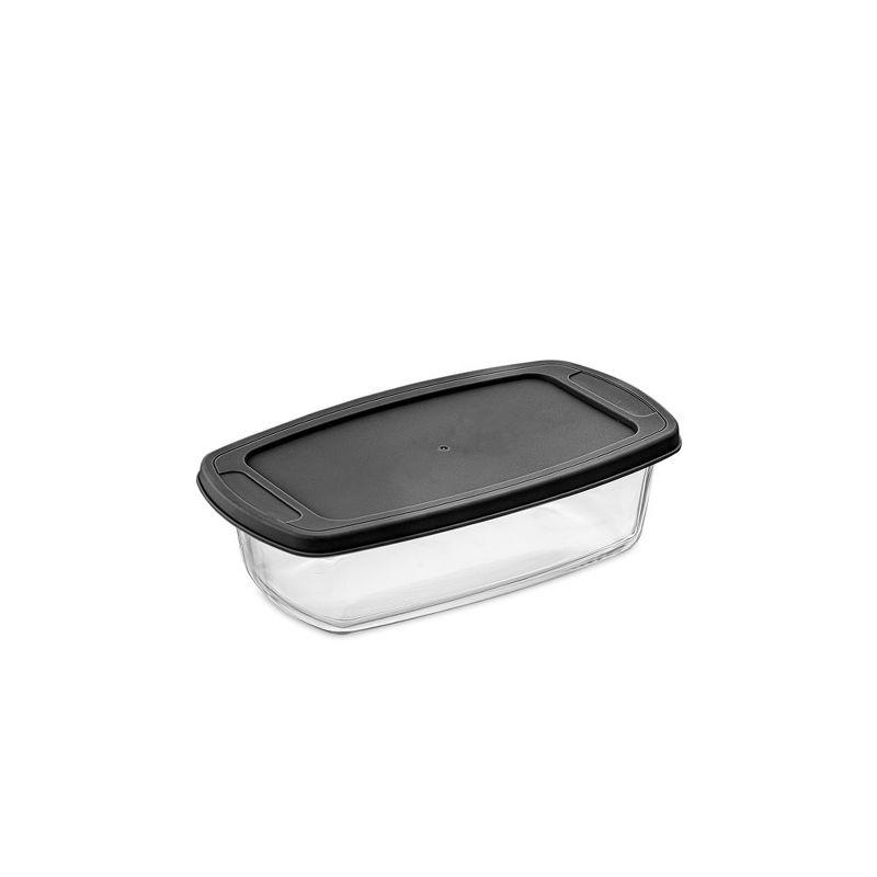 JoyJolt Glass Bakeware Containers for Loaf,  Bread, Cakes Pans Baking Containers with Lids - Set of 3 - Black