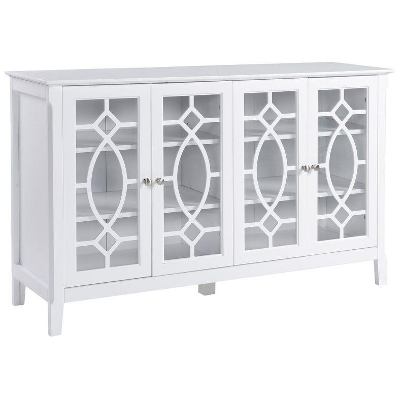 HOMCOM Modern Sideboard with Storage, Console Table, Buffet Cabinet with Glass Doors for Living Room, White