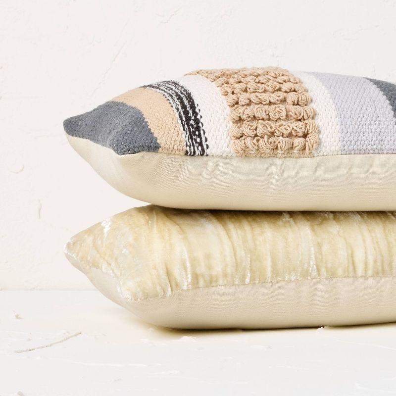 2pk 8''x13' Woven Striped Oblong Decorative Pillows Gray/Tan - Opalhouse™ designed with Jungalow™: Cotton & Polyester