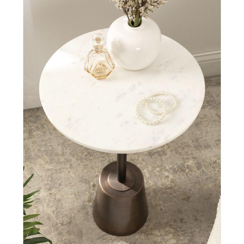 Kate and Laurel Tira Round Metal Side Table, 14x14x24, Bronze and White