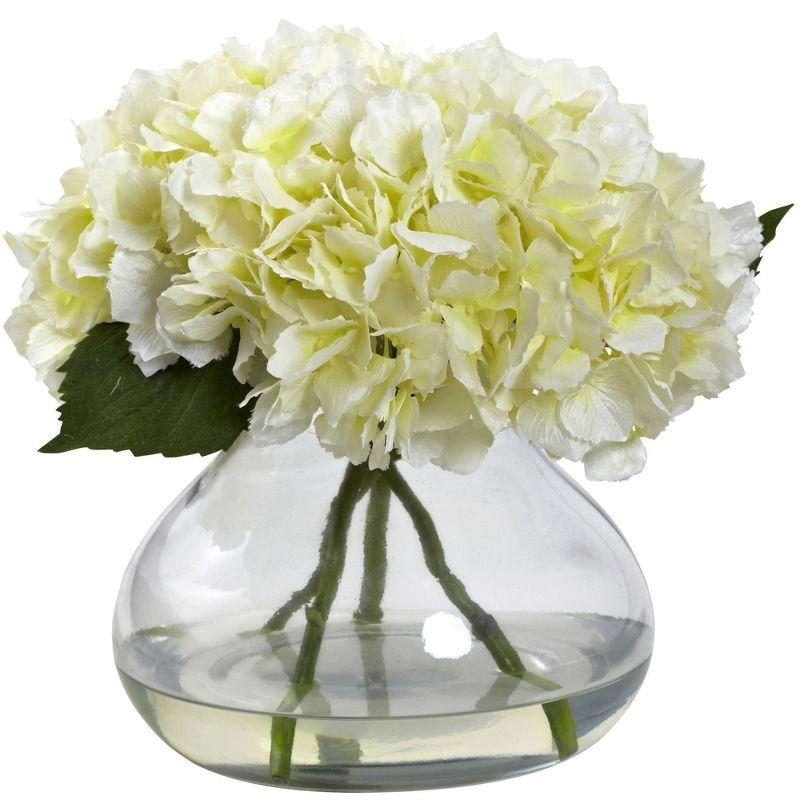 Nearly Natural Large Blooming Hydrangea with Vase, Blue