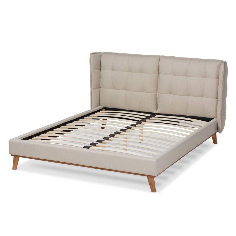 Gretchen Fabric Upholstered Wood Platform Wingback Bed - Baxton Studio