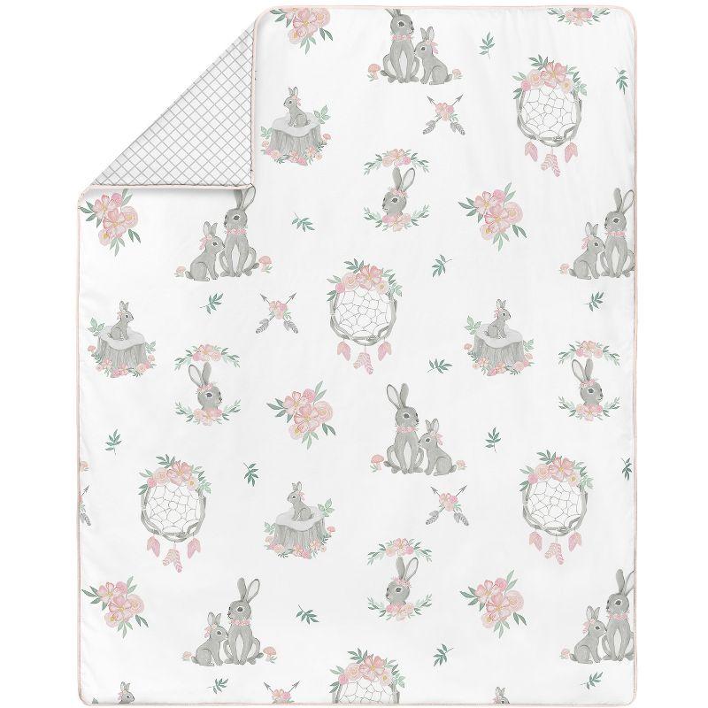 Bunny Floral 4 Piece Crib Bedding Set