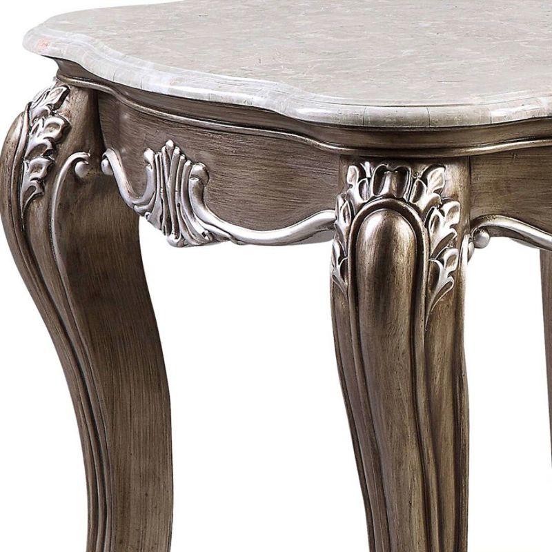 Elozzol 28" Antique Bronze and Marble End Table