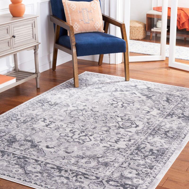 Gray Abstract 8' x 10' Synthetic Easy Care Rug