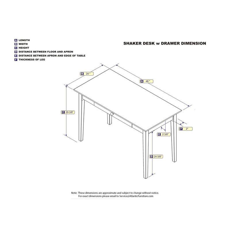 Writing Desk Shaker Style White - AFI: Solid Hardwood, 48-Inch, Modern Satin Finish, Home Office