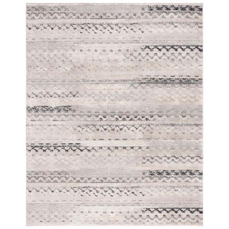 Gray and Cream Abstract Shag 8' x 10' Reversible Area Rug