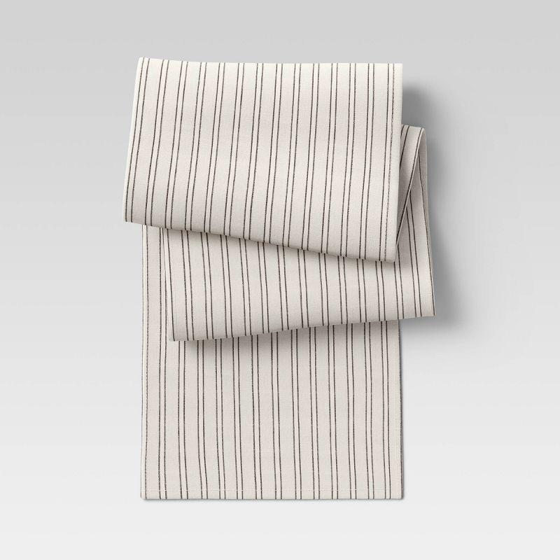 Natural Cotton Striped Table Runner, 72" x 14"