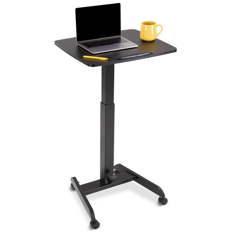 Black Adjustable Mobile Podium with Tilting Desktop