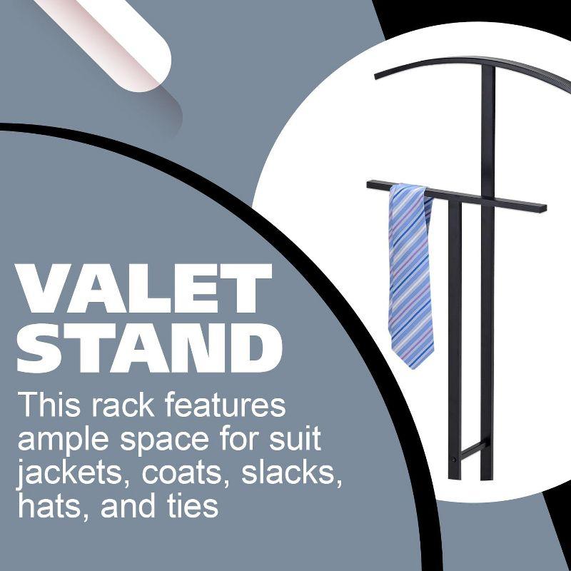 Kings Brand Furniture - Dossi Metal Suit Valet Stand, Clothes Rack, Clothing Organizer, Jacket Hanger, Tie Hanger (Chrome)