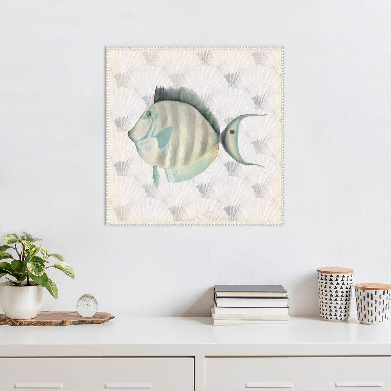 Amanti Art Neutral Vintage Fish I by Elizabeth Medley Canvas Wall Art Print Framed 22 x 22-in.