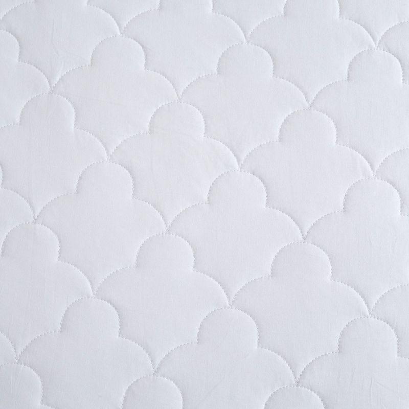 Sleep Philosophy King All Natural Cotton Percale Quilted Mattress Pad White: Cooling, 135 Thread Count, Fits 16" Depth
