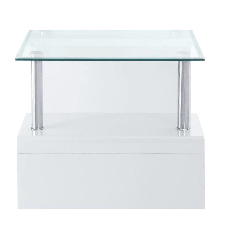 24" Nevaeh High Gloss Finish Accent Table Clear Glass/White - Acme Furniture