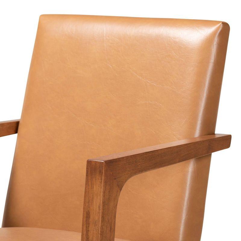 2pc Andrea Faux Leather and Wood Armchairs Brown - Baxton Studio: Elegant Accent Seating, Spot Clean, 30 Day Warranty