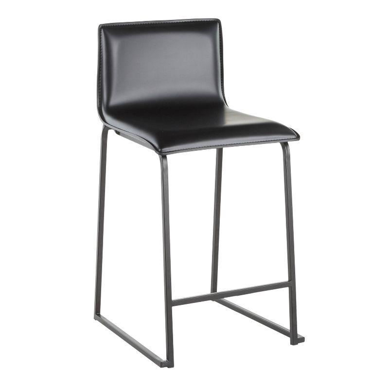 Set of 2 26" Mara Contemporary Counter Height Barstools Black - LumiSource: Faux Leather, Metal Base, Built-in Footrest
