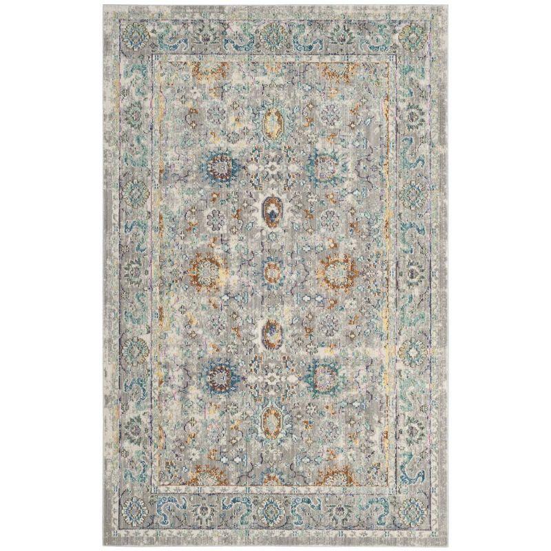 Mystique Gray and Multi Abstract 4' x 6' Synthetic Area Rug