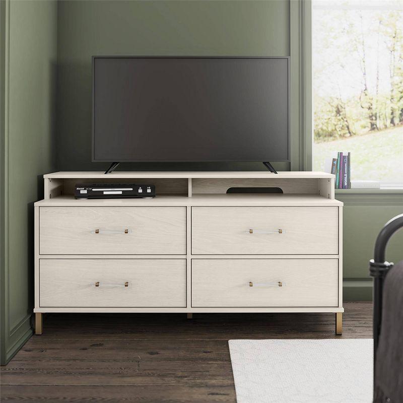 Kalissa 59'' White Oak Media Dresser with Gold Accents for TVs Up to 50"