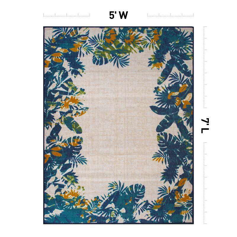 World Rug Gallery Contemporary Floral Border Indoor/Outdoor Area Rug