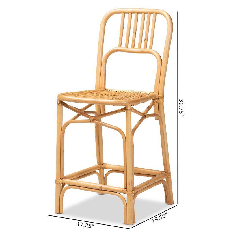 Ivora Rattan Counter Height Barstool Natural/Brown - bali & pari: Bohemian Style, Fixed Seat 24.5", No Assembly Required