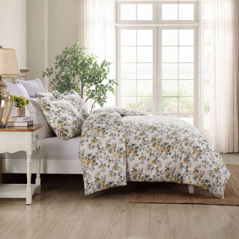Laura Ashley Roses Cotton Reversible Gold Duvet Cover Set