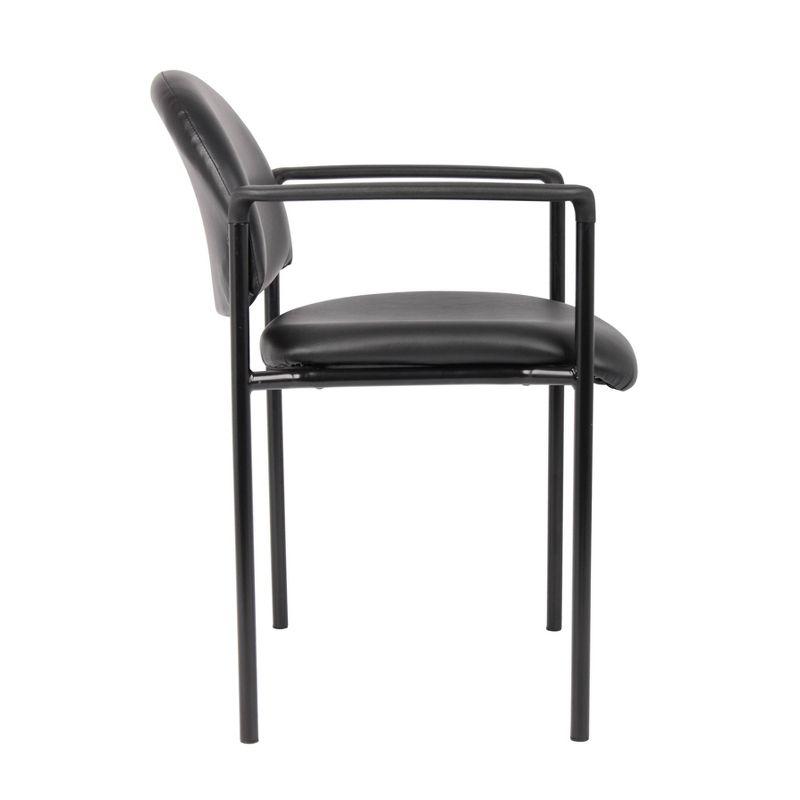 Vinyl Modern Stacking Chair Black - Boss Office Products: Caressoft Upholstery, Metal Frame, 275lb Capacity