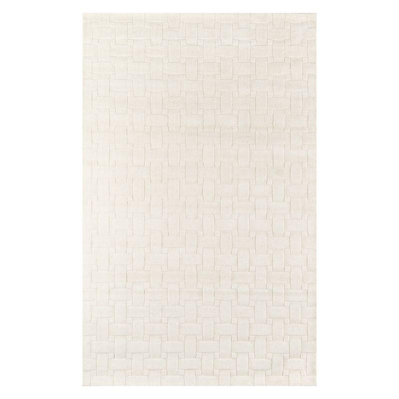 3'3"x5'3" Solid Tufted Accent Rug Ivory - Momeni: Wool Area Rug, Low Pile, Handmade, Indoor Use