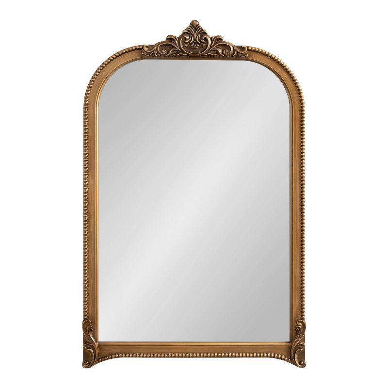 Hubanks 24"x38" Gold Arched Wall Mirror with Ornate Frame