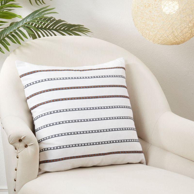 Classic Striped Black and White Cotton Pillow Cover, 20x20