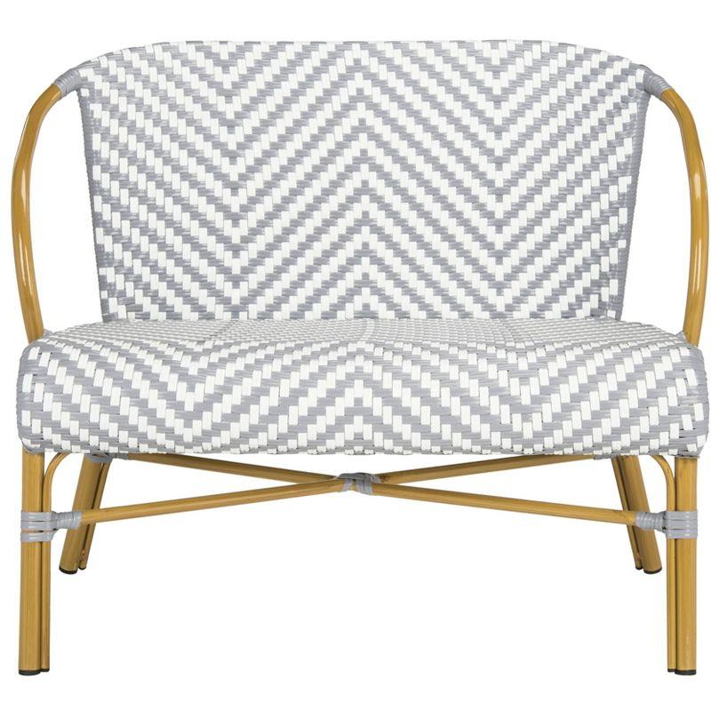 Contemporary Beige-Gray Wicker and Metal Two-Seater Settee