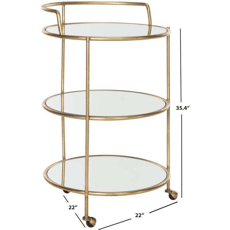 Dulcinea Bar Cart - FOX2554B - Gold/Mirror - Safavieh