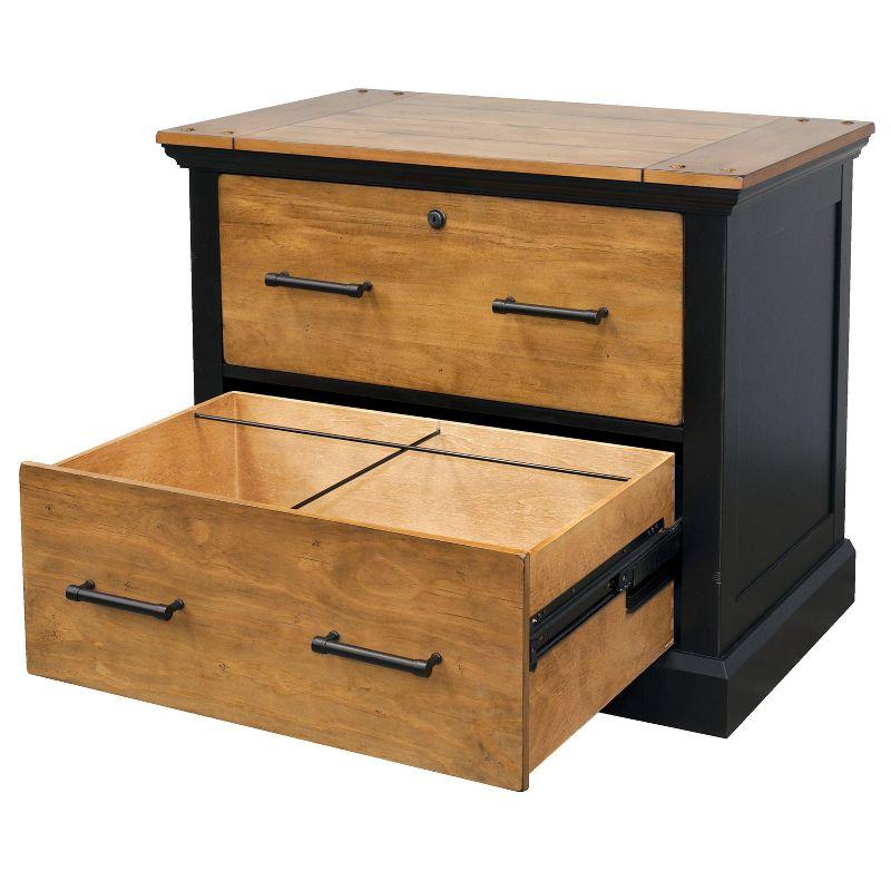 Toulouse File Cabinet Honey/Black - Martin Furniture: Wood Lateral Storage, No Assembly, 2-Drawer Design