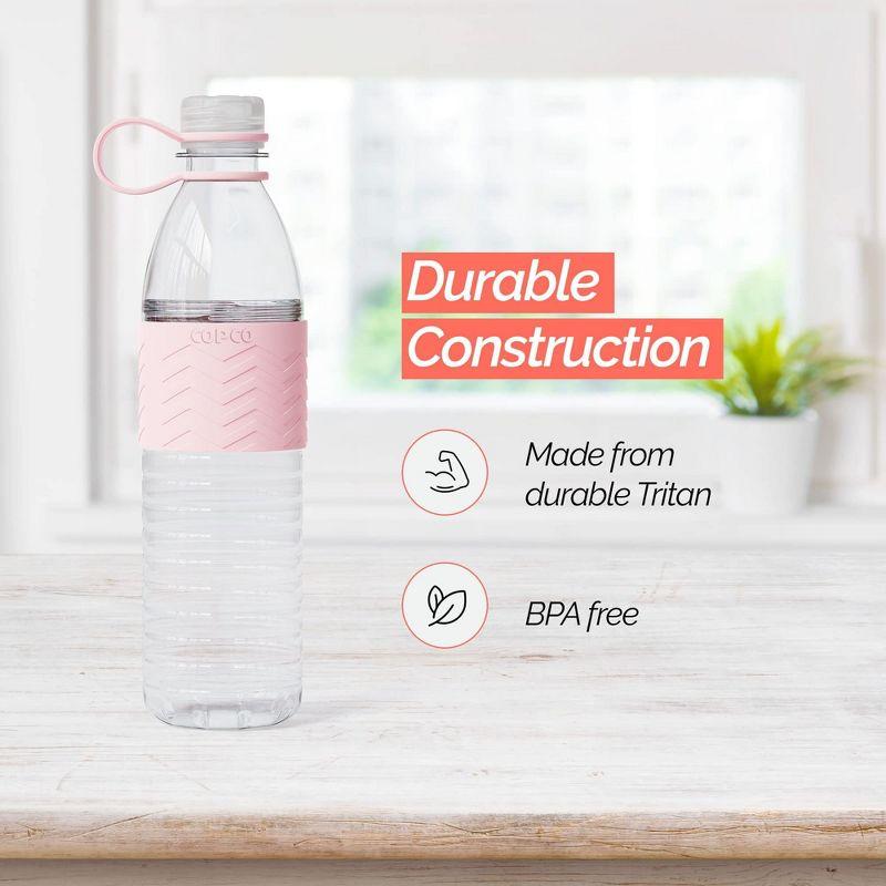 Copco Hydra Sports Water Bottle 20 Ounce Non Slip Sleeve BPA Free Tritan Plastic Reusable - Pink 2510-2298