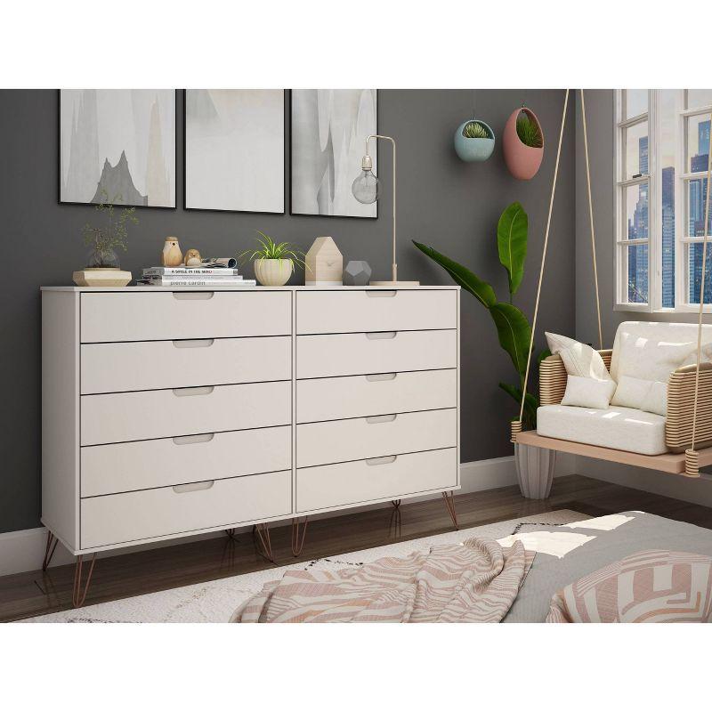 Rockefeller 10 Drawer Double Tall Dresser - Manhattan Comfort