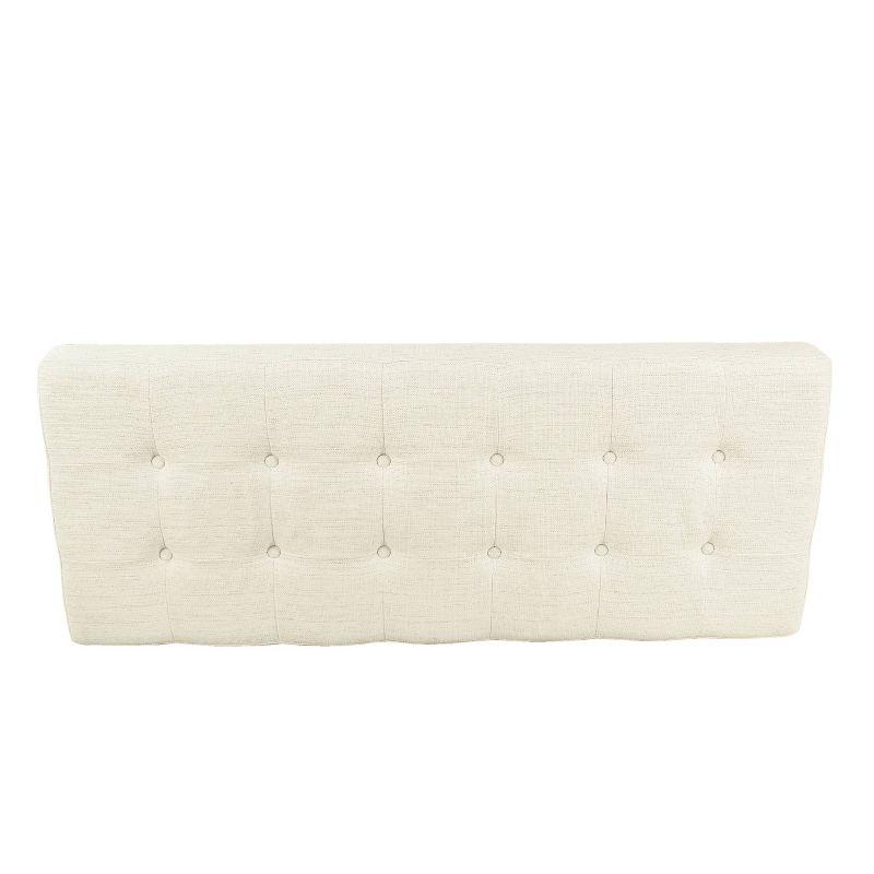 Modern Industrial Cream Woven Tufted Metal Bench