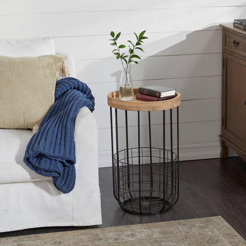 Industrial Metal Accent Table Black - Olivia & May: Round Iron Side Table, No Assembly Required