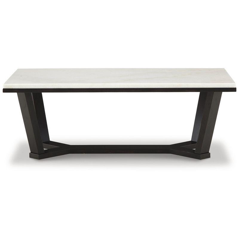 Signature Design by Ashley Fostead Contemporary Rectangular Coffee Table with Marble Top, Dark Brown