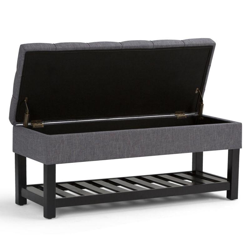 Simpli Home Saxon 43"W Tufted Transitional Storage Ottoman Bench with with Lift-Top Lid