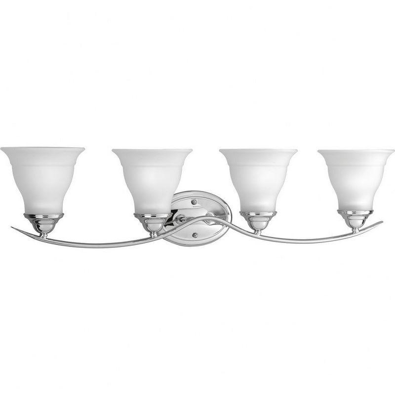 Progress Lighting Trinity 4-Light Bath Fixture, Polished Chrome, Etched Glass Shades