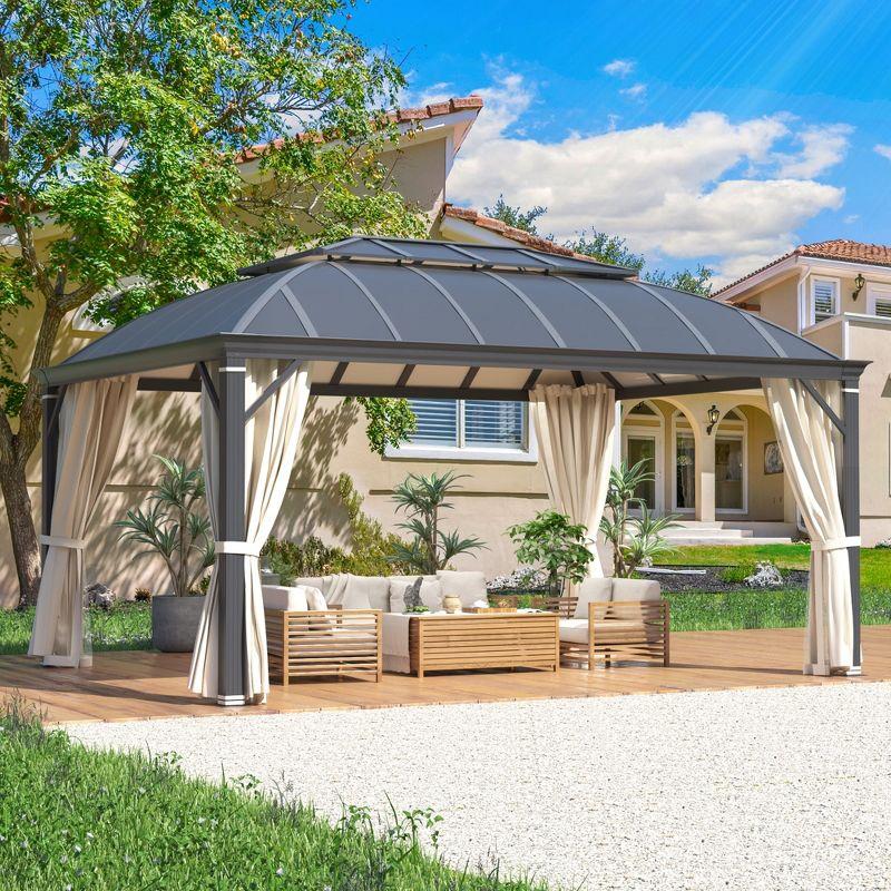 EROMMY 12'x16' Hardtop Gazebo, Permanent Outdoor Aluminum Patio Gazebo with Aluminum Composite Double Roof for Patio Lawn and Garden