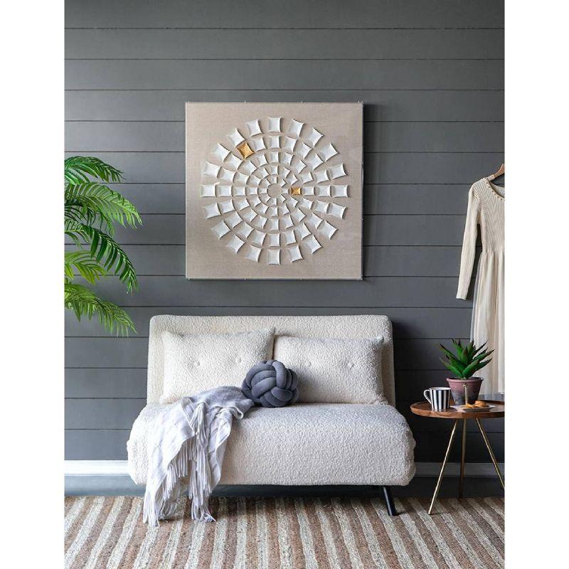 35" Square White and Gold Abstract Mandala Wall Art