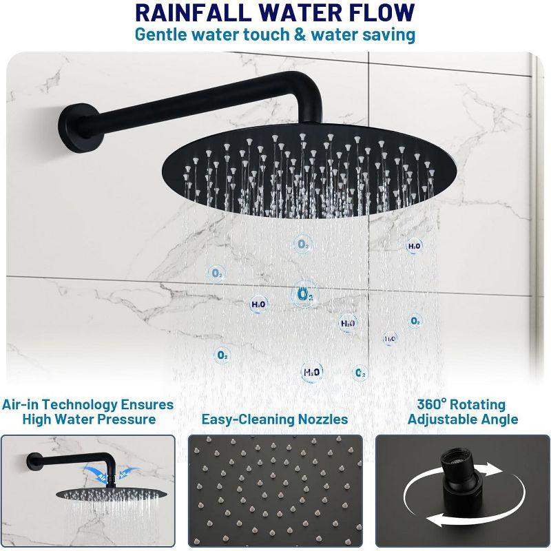 3-Function 12 Inch Temperature Digital Display Shower System With 2-Setting Slider Bar Handheld And 4Pcs Body Jets