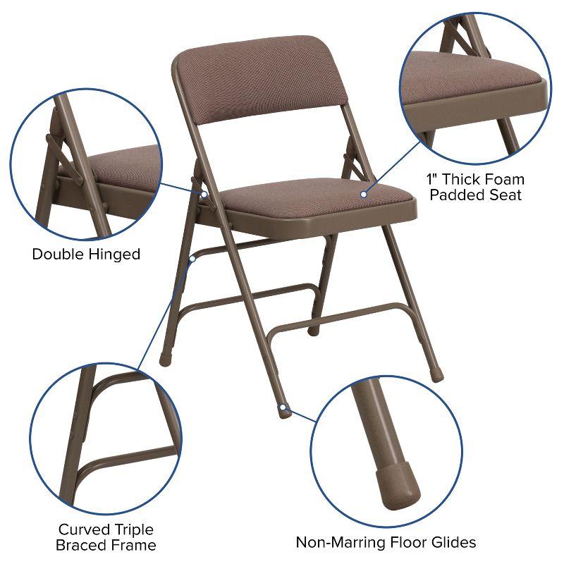 Beige Fabric Metal Folding Chair with Padded Seat - Set of 2