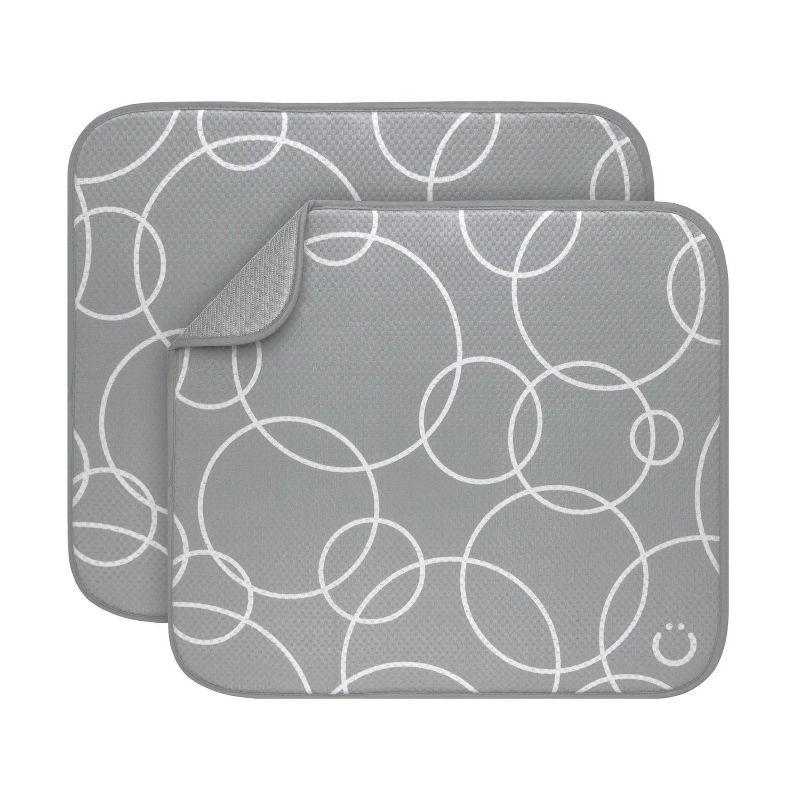 LunaLulinlk Microfiber Kitchen Counter Dish Drying Mats, Gray, Set of 2